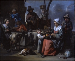 Peasant family at a well by Mathieu Le Nain