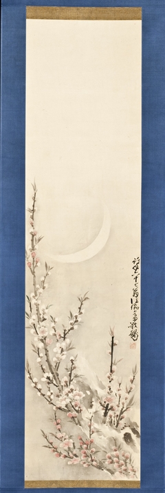 Plum Blossoms under a Crescent Moon by Takada Keiho