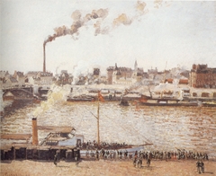 Pont Boieldieu and the Gare d'Orléans, Rouen, Morning, Sunlight by Camille Pissarro