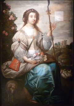 Portrait de Julie d'Angennes en Astrée devant un paysage