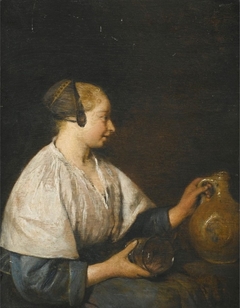 Portrait of a Woman in Profile, Holding a Jug