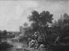 River Landscape with Peasants Fishing