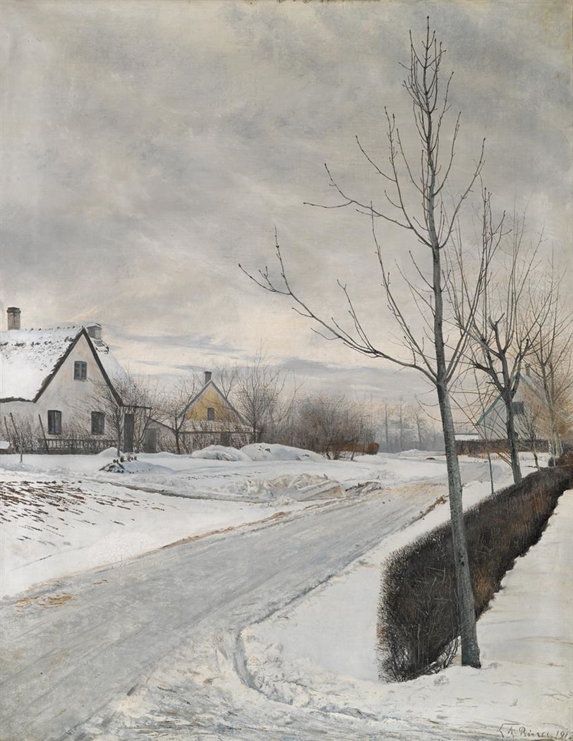 Road in the Village of Baldersbrønde (Winter Day)