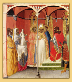 Saint Sabinus before the Governor of Tuscany (?) by Pietro Lorenzetti