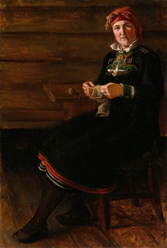 Seated Woman in Folk Costume from Setesdal by August Schneider