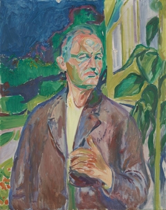 Self-Portrait in Front of the House Wall by Edvard Munch