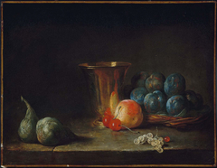 Still Life With Carafe Silver Goblet And Fruit