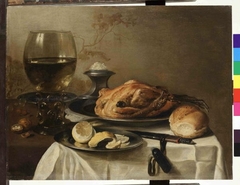 Still life with rummer, bread and duck