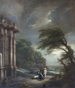 Stormy Seashore with Ruined Temple, Shipwreck and Figures