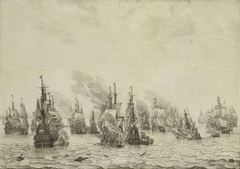 The Battle of Livorno (Leghorn) by Willem van de Velde I