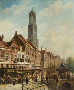 The Fishmarket in Utrecht seen from Stadhuisbrug by Petrus Gerardus Vertin