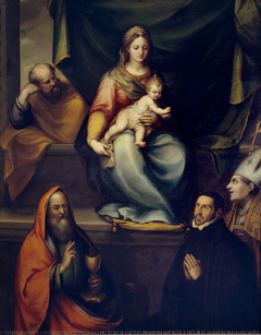 The Holy Family, Saint Ildefonso, Saint John the Evangelist and the teacher Alonso de Villegas