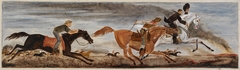 The Run April 22, 1889--Taking the Lead (mural study Yukon, Oklahoma Post Office) by Dahlov Ipcar