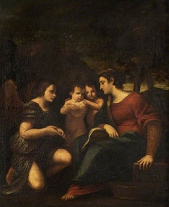 The Virgin with an Angel, the child Christ and St John the Baptist by Luigi Amidano