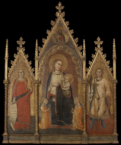 Triptych with the Virgin and Child, and Saints Mary Magdalene and Ansanus by Andrea di Cione Orcagna