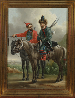 Two Kalmyk horsemen by Aleksander Orłowski