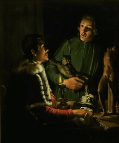 Two Sculptors at Night in Rome. Double Portrait of Francois Duquesnoy and Georg Petel by Adam de Coster