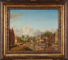 View of Nieuwe Mare, Korte Mare and Langegracht in Leiden; in the distance the Marepoort by Paulus Constantijn la Fargue