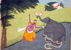 Vishnu saves the elephant from the water-snake by Anonymous