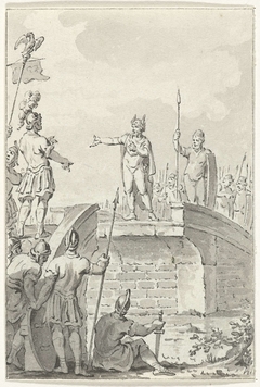 Vredesonderhandelingen tussen Claudius Civilis en Petilius Cerealis op een afgebroken brug, 70 by Jacobus Buys