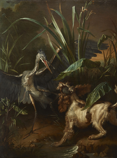 Water Spaniel Confronting a Heron by Jean-Baptiste Oudry