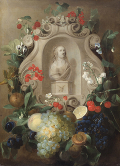 White Bust in a Flower and Fruit Garland