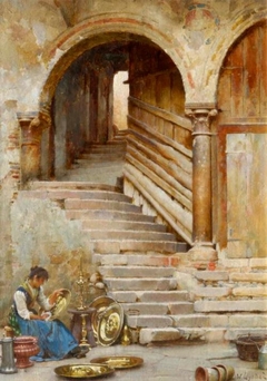 William Logsdail - A Courtyard in Verona - ABDAG002528 by William Logsdail