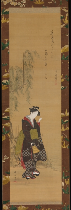 Woman under a Willow Tree by Katsukawa Shunshō