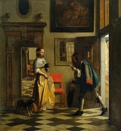 Young woman in an interior, receiving a letter