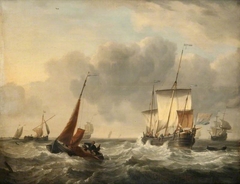 A Dutch Fishing Buss under Sail, with Other Vessels in a Breeze by Willem van de Velde the Younger