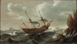 A Dutch pinnace in a rough sea