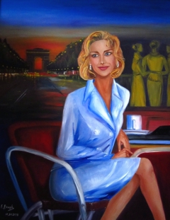 A Lady in Parisian Cafe by Elena Roush