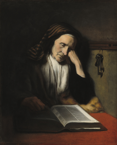An Old Woman Dozing over a Book by Nicolaes Maes