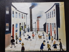 Based on Lowry's Francis Street - in Acrylics by Brenda Helps