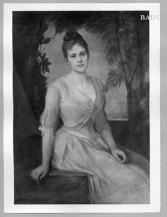 Bildnis eines sitzenden jungen Mädchens in weißem Kleid by Friedrich August von Kaulbach