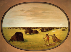 Catlin and Indian Attacking Buffalo by George Catlin