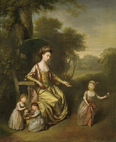 Charlotte Newcomen, Lady Gleadowe-Newcomen, 1st Viscountess Newcomen (c.1747-1817) with her Daughters Jane, Teresa and Charlotte in a Garden by Thomas Hickey