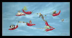 Chili Pepper Skyway by Linda Ridd Herzog Art