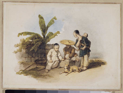 Chinese Scene with figures playing a game by George Chinnery
