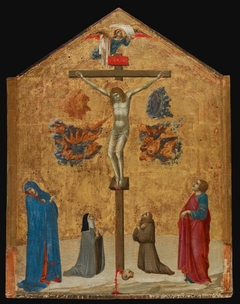 Christ on the Cross with the Virgin and Saints Clare, John the Evangelist, and Francis by Pietro Lorenzetti