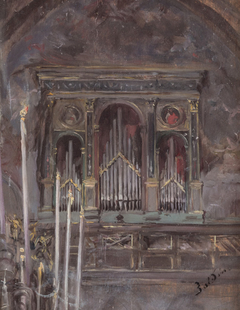Church interior with a view of the organ by Giovanni Boldini