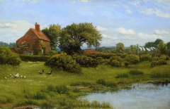 Cottage at Burghfield, near Reading, with Pond