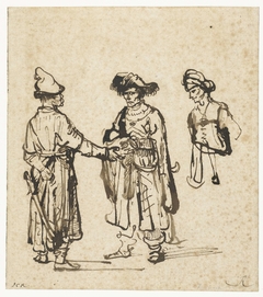 Drie Oosterlingen in gesprek by Rembrandt