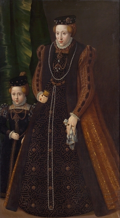 Erzherzogin Maria (1531-1581), Herzogin von Jülich, Cleve und Berg, Bildnis in ganzer Figur mit ihrer erstgeborenen Tochter Maria Eleonore by Anonymous