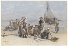 Fishwives on the Beach at Scheveningen by Bernardus Johannes Blommers