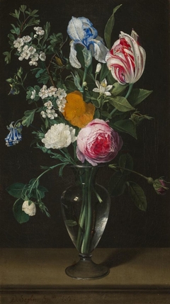 Flowers in a glass vase by Daniel Seghers