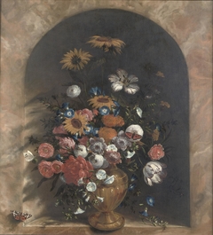 Flowers in a stone niche