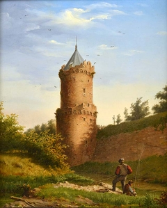 Gezicht op de Kronenburgertoren in Nijmegen by Rudolphus Lauwerier