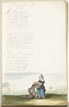 Heer knielend voor een jongedame by Gesina ter Borch