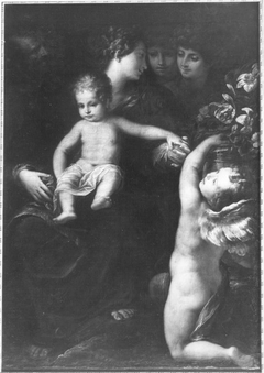 Heilige Familie mit Engel by Giulio Cesare Procaccini